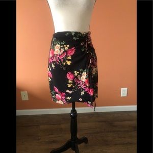 LUSH black floral skirt